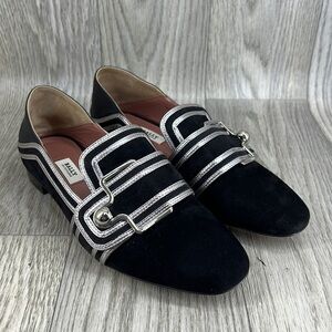 Bally Maelle Black Leather and Suede Loafers